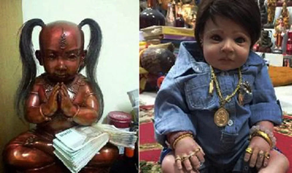 Búp bê Kumanthong hiện đại, minh họa cách thức nuôi tín ngưỡng dân gian ở Thái Lan.