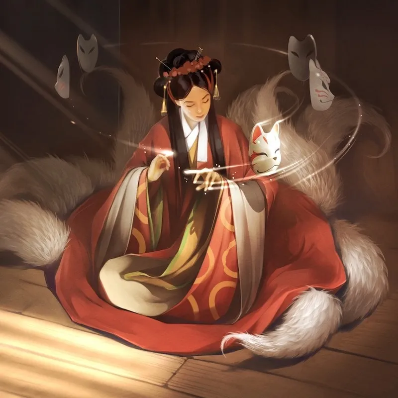 Thần tích về Hồ Quốc Phu Nhân cứu Lê Thái Tổ thoát khỏi vòng vây quân Minh, thể hiện lòng nhân từ và sức mạnh siêu nhiên của nữ thần hồ ly