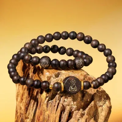 Alternative view of Vòng Đôi Kim Liên Đăng - Trầm Hương Việt Nam VIP Khảm Vàng