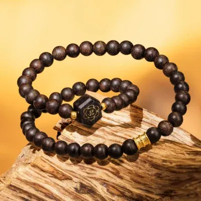 Alternative view of Vòng Đôi Kim Minh Giác - Trầm Hương Việt Nam VIP Khảm Vàng