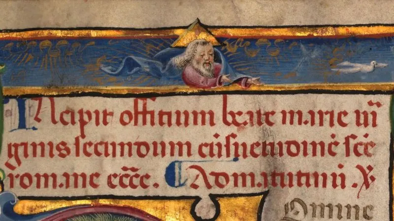 Trong cuốn “Book of Hours”, Thiên Chúa được mô tả như một vầng hào quang hình tam giác – có liên hệ với biểu tượng Chúa Ba Ngôi: Chúa Cha, Chúa Con và Chúa Thánh Thần